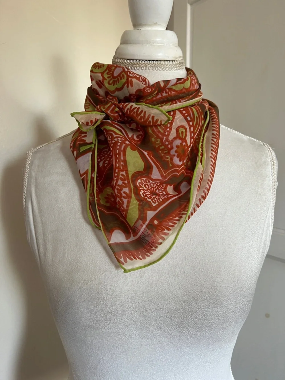 Vintage Sally Gee Paisley Psychedelic Festival Silk Blend Square Scarf - 28